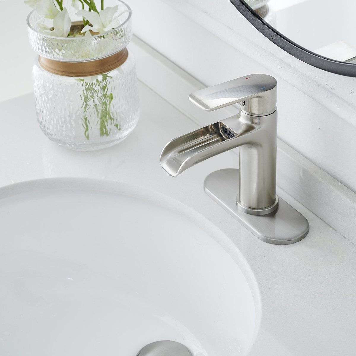 Waterfall Bathroom Faucet One Hole Faucet Brushed Nickel - buyfaucet.com