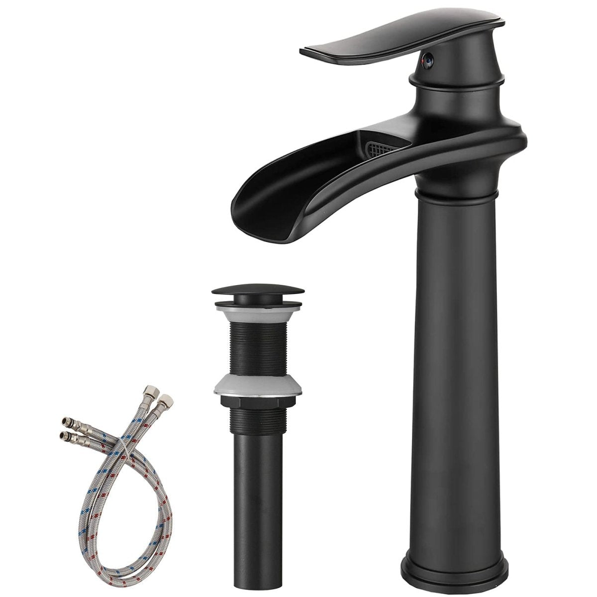 Waterfall Bathroom Sink Faucet With Pop-up Drain Matte Black - buyfaucet.com