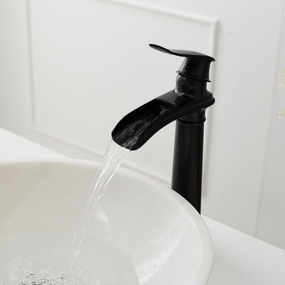 Waterfall Bathroom Sink Faucet With Pop-up Drain Matte Black - buyfaucet.com
