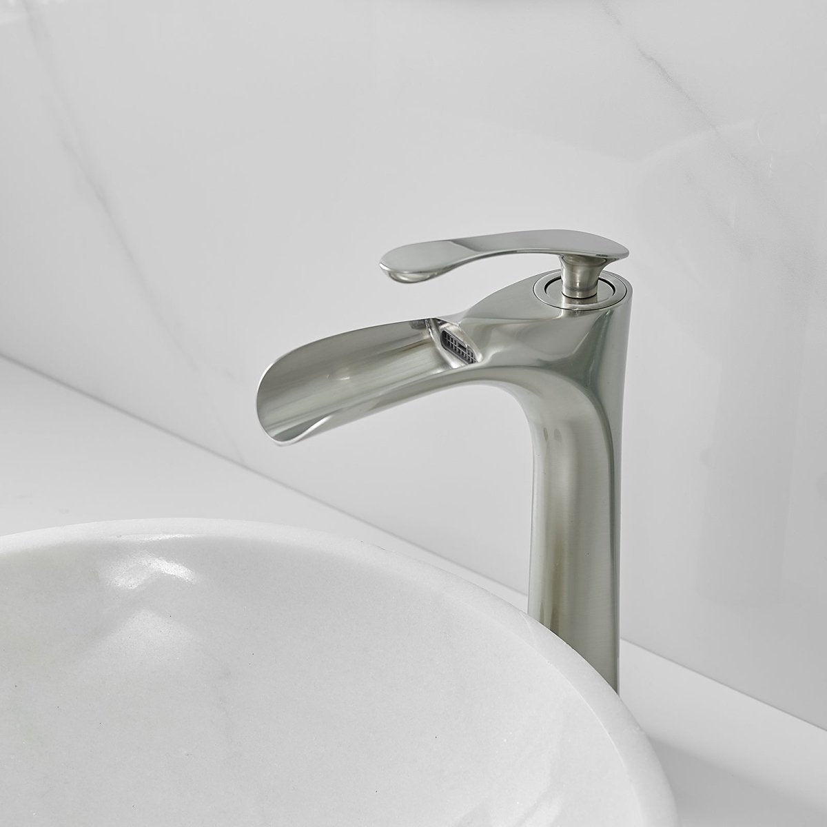 Waterfall Bathroom Vessel Sink Faucet With Drain Nickel - buyfaucet.com