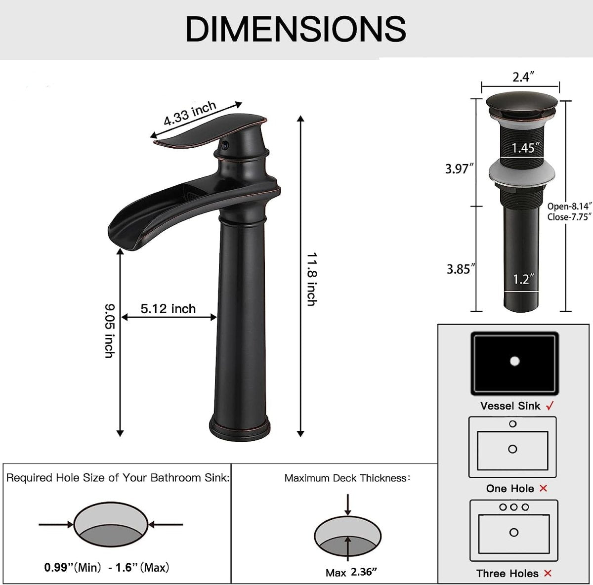 Waterfall Bathroom With Pop-up Drain Oil Rubbed Bronze - buyfaucet.com