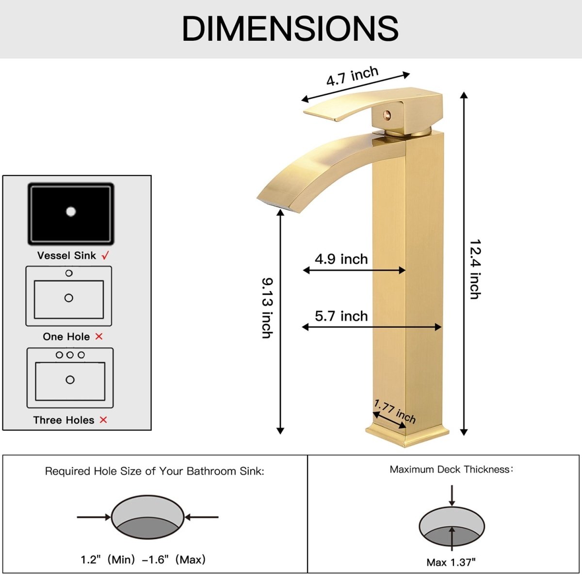 Waterfall Single Handle Bathroom Sink Faucet Brushed Gold - buyfaucet.com