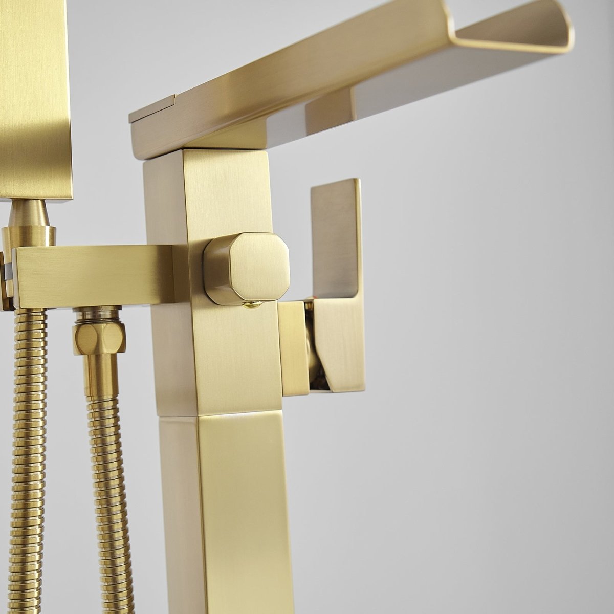 Waterfall Single-Handle Freestanding Bathtub Faucet Brushed Gold - buyfaucet.com