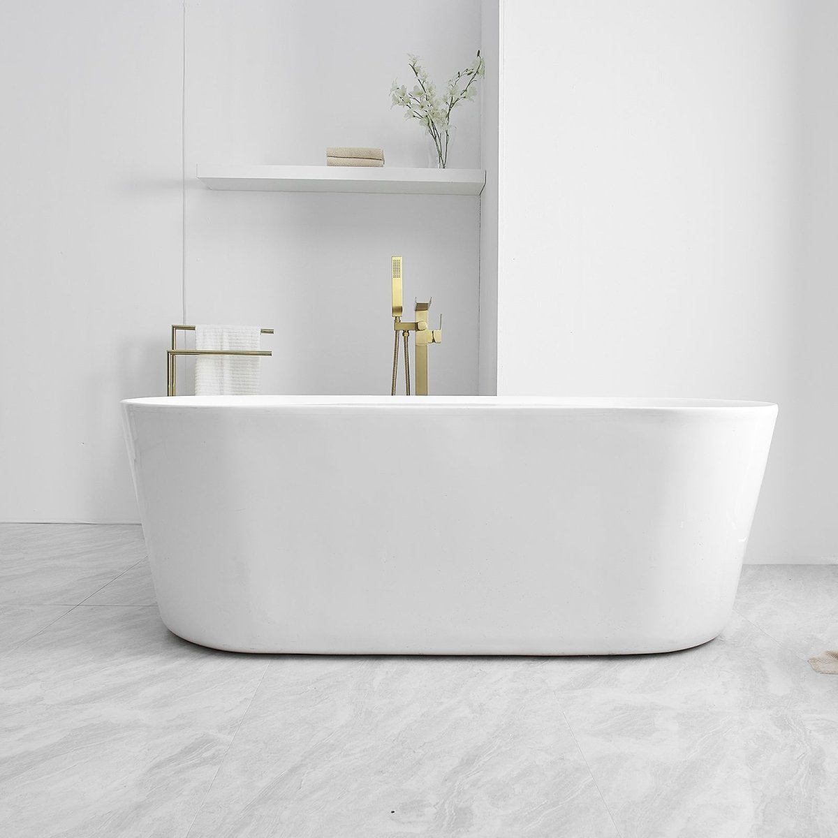 Waterfall Single-Handle Freestanding Bathtub Faucet Brushed Gold - buyfaucet.com