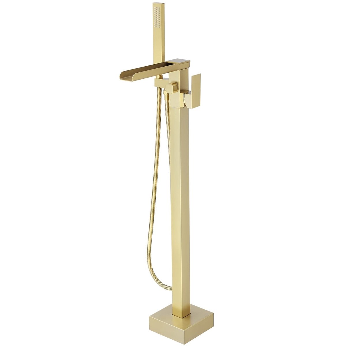 Waterfall Single-Handle Freestanding Bathtub Faucet Brushed Gold - buyfaucet.com