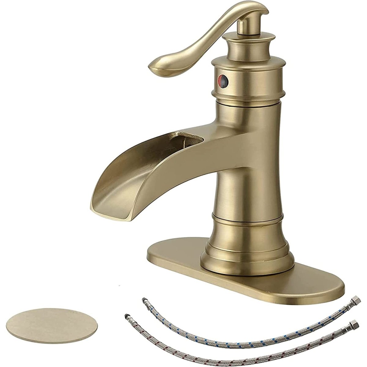 Waterfall Single-Handle Low-Arc Bathroom Faucet Brushed Gold-1 - buyfaucet.com