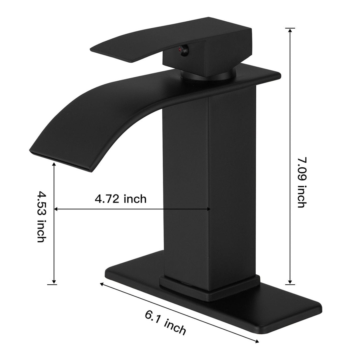 Waterfall Single Handle Low-Arc Bathroom Faucet Matte Black - buyfaucet.com