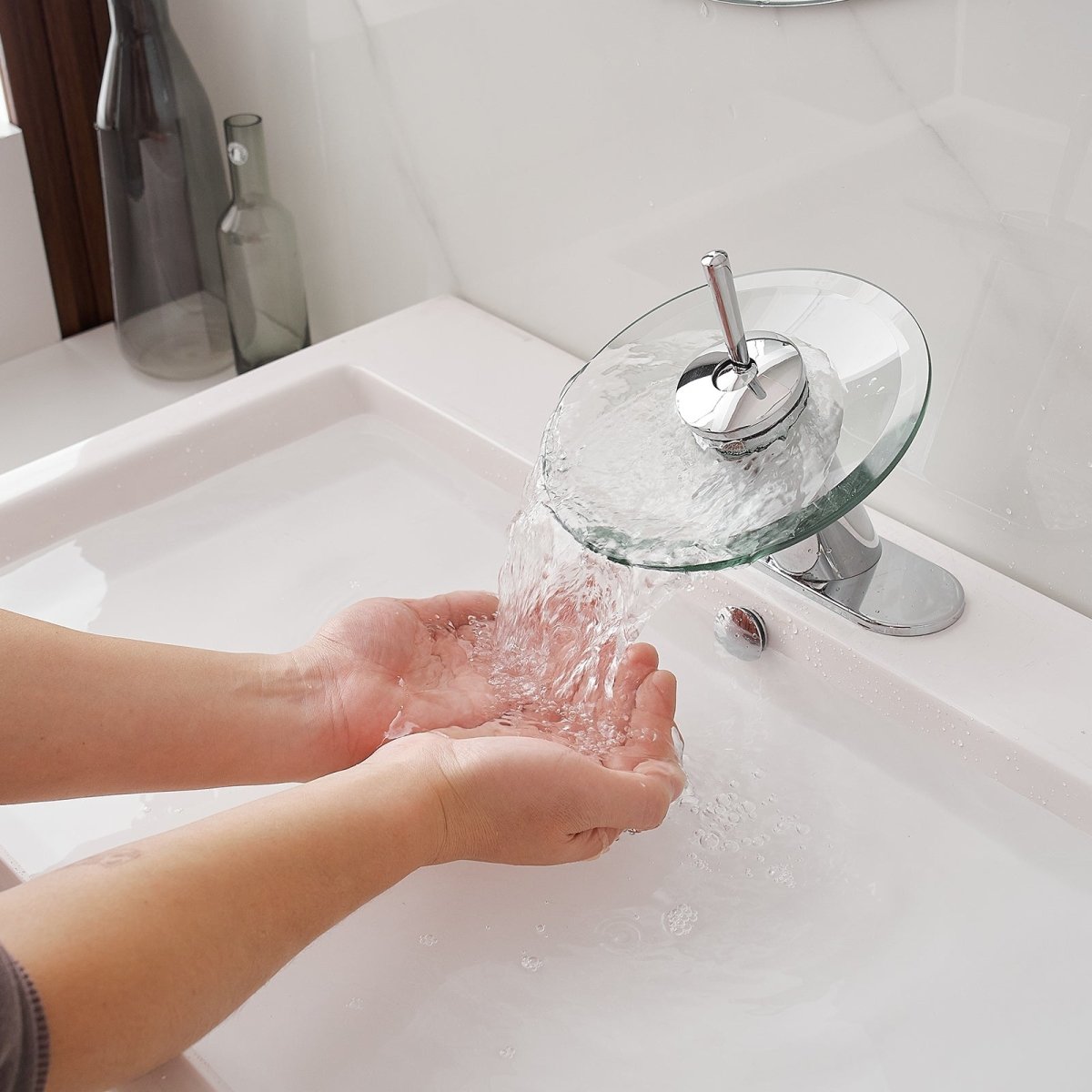 Waterfall Single-Handle Sink Vanity Bathroom Faucet Chrome - buyfaucet.com