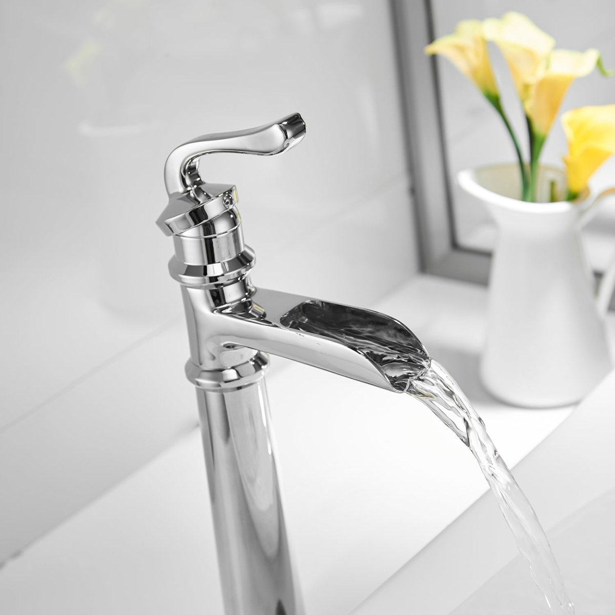 Waterfall Single Hole 1-Handle Bathroom Faucet Chrome - buyfaucet.com