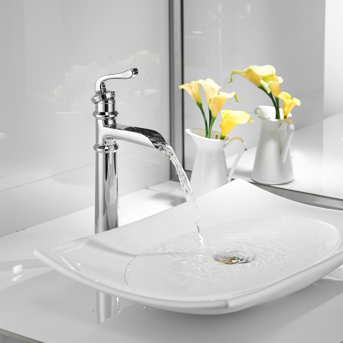 Waterfall Single Hole 1-Handle Bathroom Faucet Chrome - buyfaucet.com
