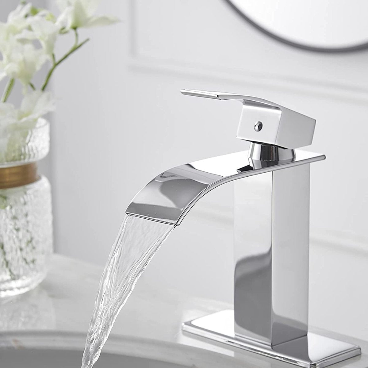 Waterfall Single Hole 1-Handle Bathroom Faucet Chrome - buyfaucet.com