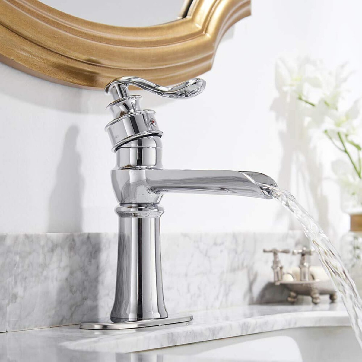 Waterfall Single Hole 1-Handle Bathroom Faucet Chrome - buyfaucet.com