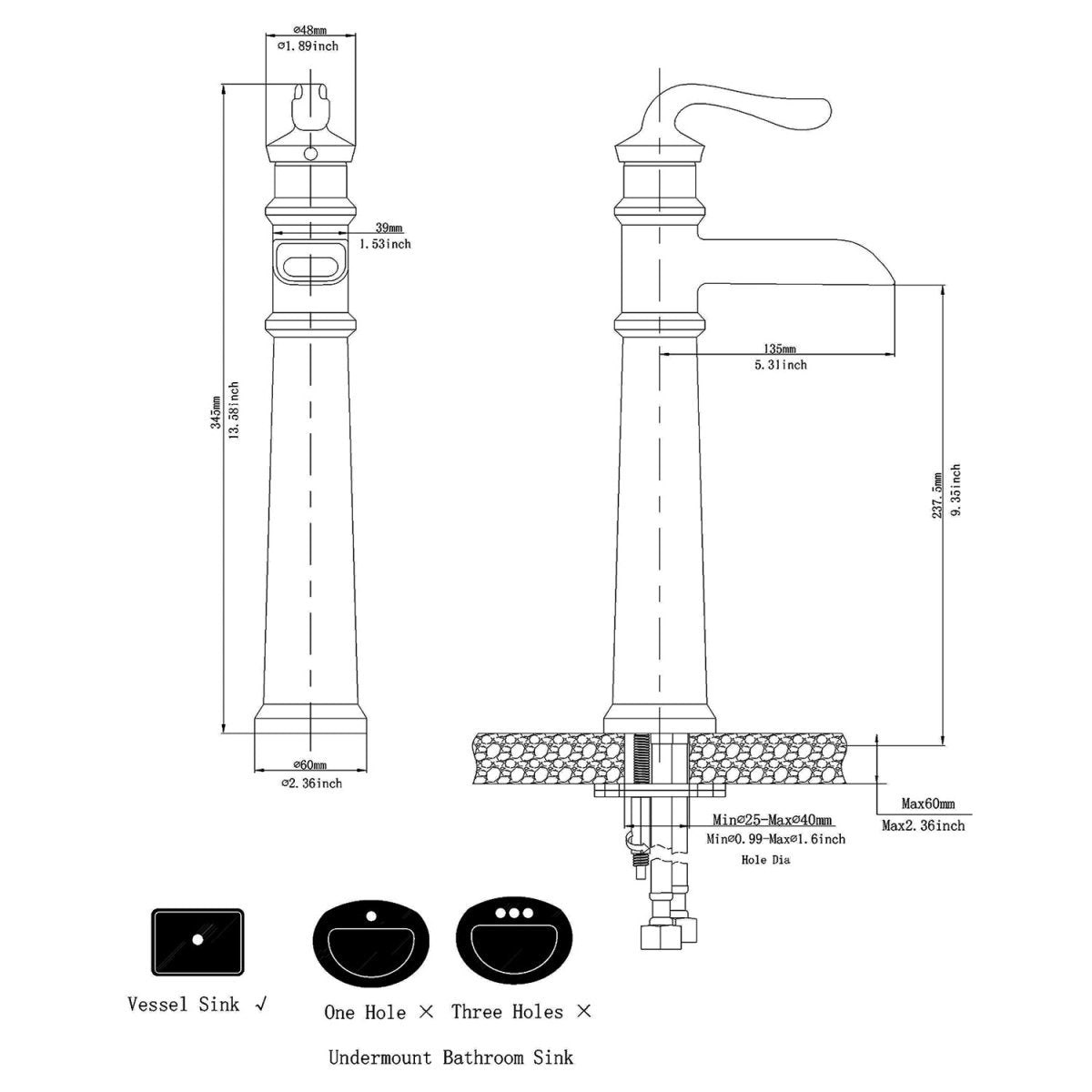 Waterfall Single Hole 1-Handle Bathroom Faucet Chrome - buyfaucet.com