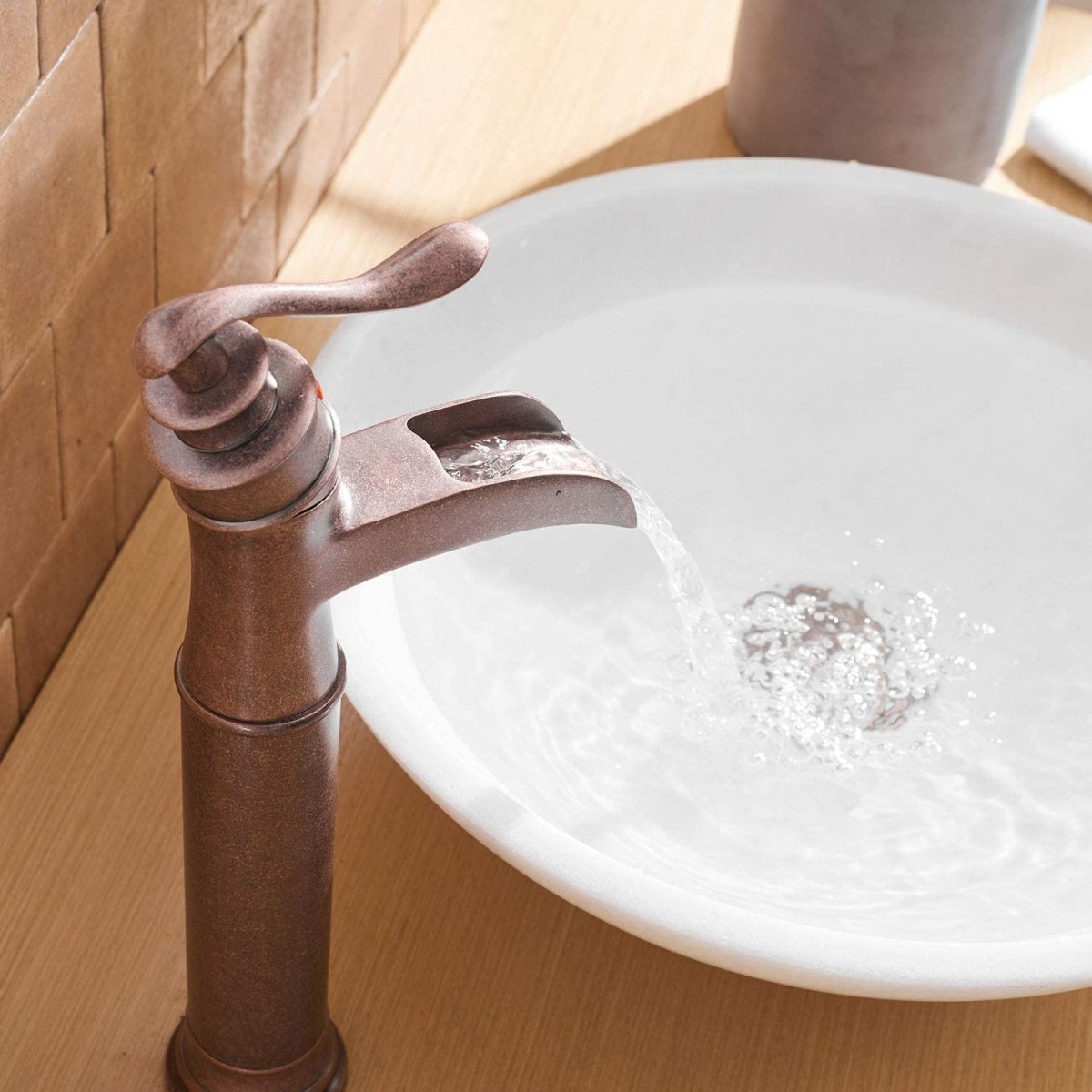 Waterfall Single Hole 1-Handle Bathroom Faucet Copper-1 - buyfaucet.com