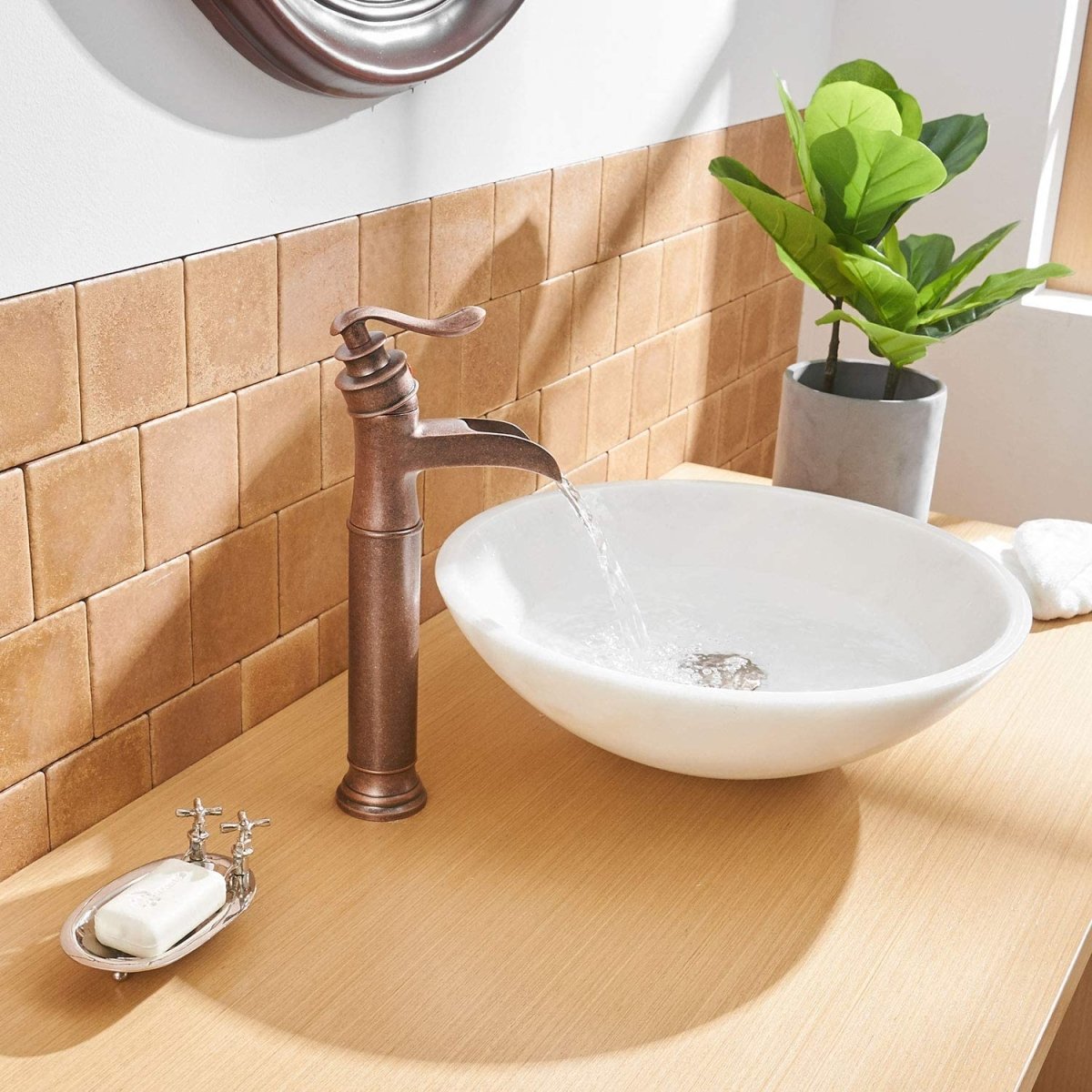 Waterfall Single Hole 1-Handle Bathroom Faucet Copper-1 - buyfaucet.com