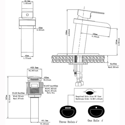 Waterfall Single Hole 1-Handle Bathroom Faucet Matte Black-1 - buyfaucet.com