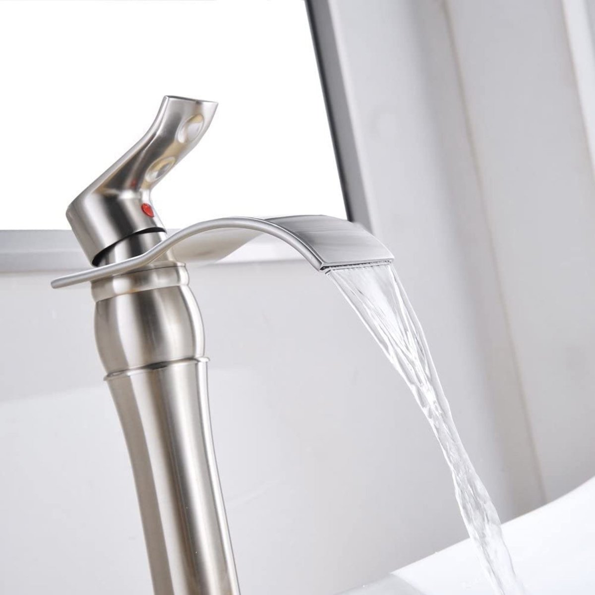 Waterfall Single Hole 1-Handle Bathroom Faucet Nickel-1 - buyfaucet.com