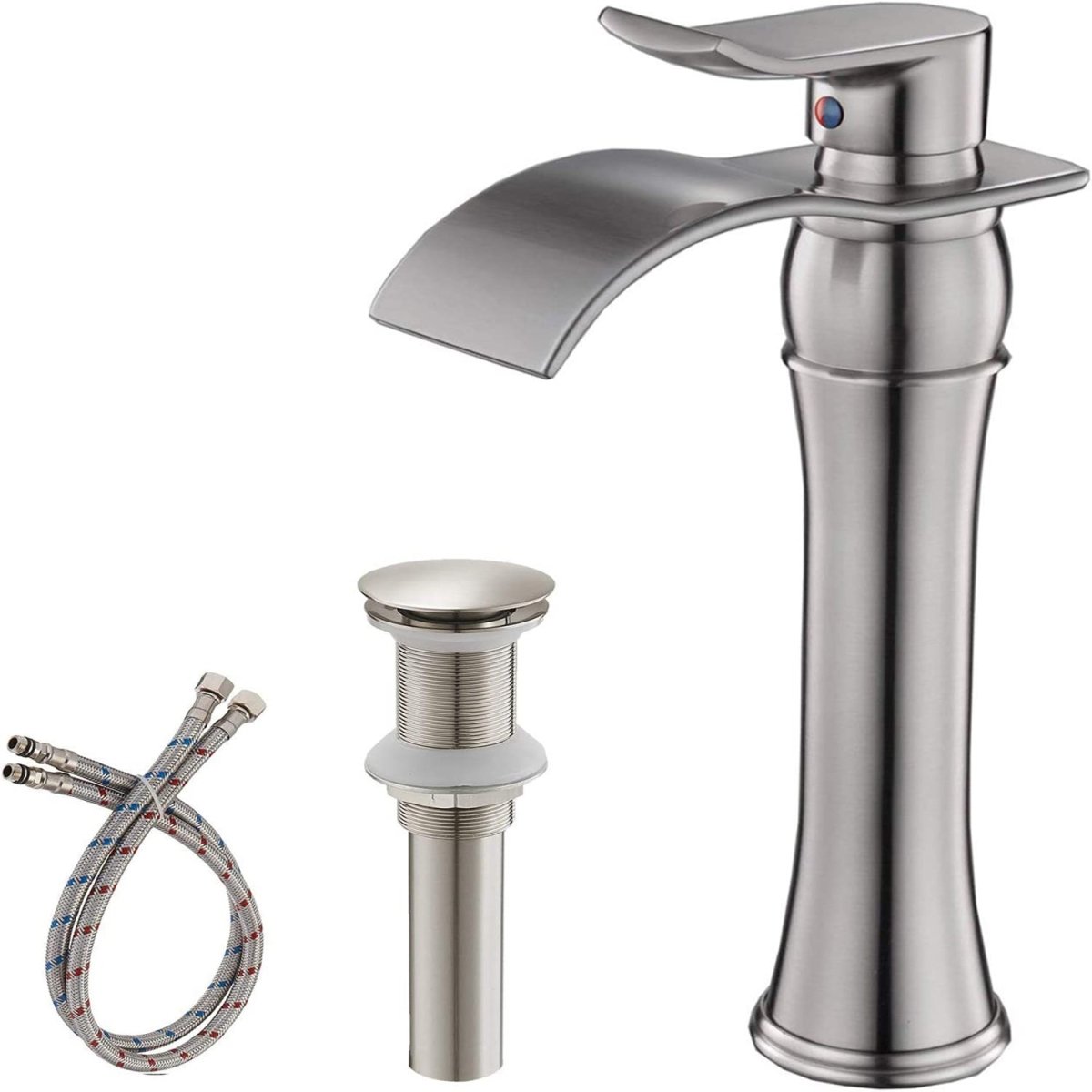 Waterfall Single Hole 1-Handle Bathroom Faucet Nickel-1 - buyfaucet.com