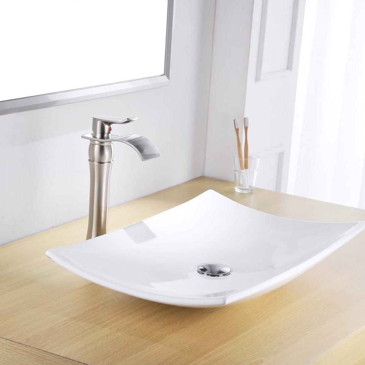 Waterfall Single Hole 1-Handle Bathroom Faucet Nickel-1 - buyfaucet.com