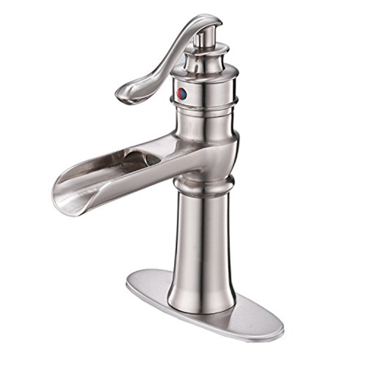 Waterfall Single Hole 1-Handle Bathroom Faucet Nickel - buyfaucet.com