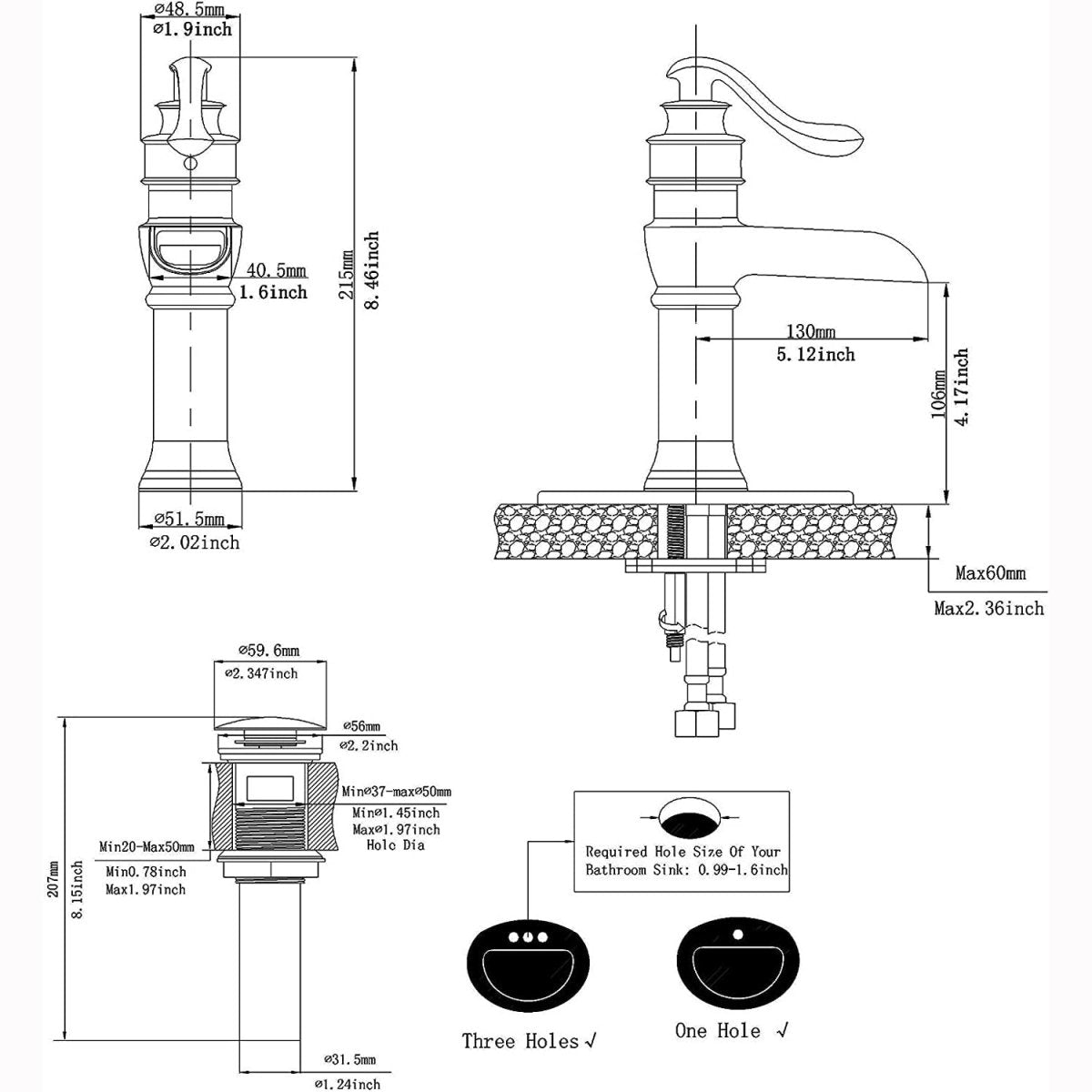 Waterfall Single Hole 1-Handle Bathroom Faucet Nickel - buyfaucet.com