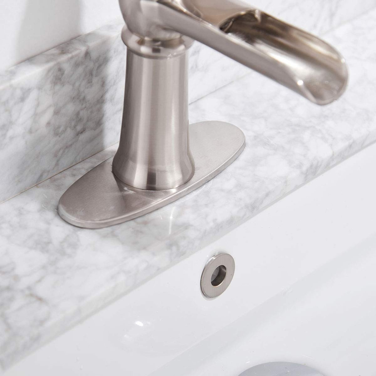 Waterfall Single Hole 1-Handle Bathroom Faucet Nickel - buyfaucet.com