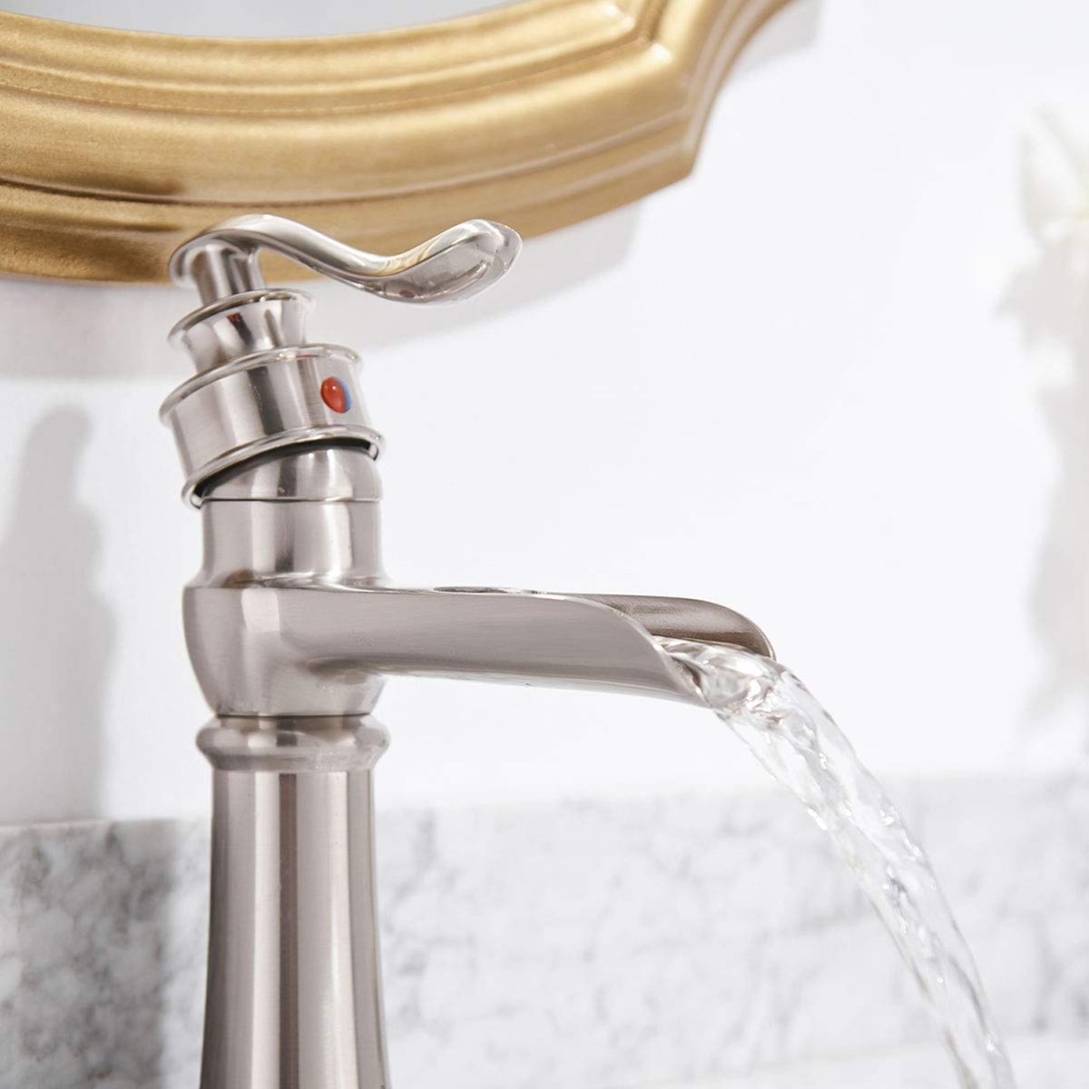 Waterfall Single Hole 1-Handle Bathroom Faucet Nickel - buyfaucet.com