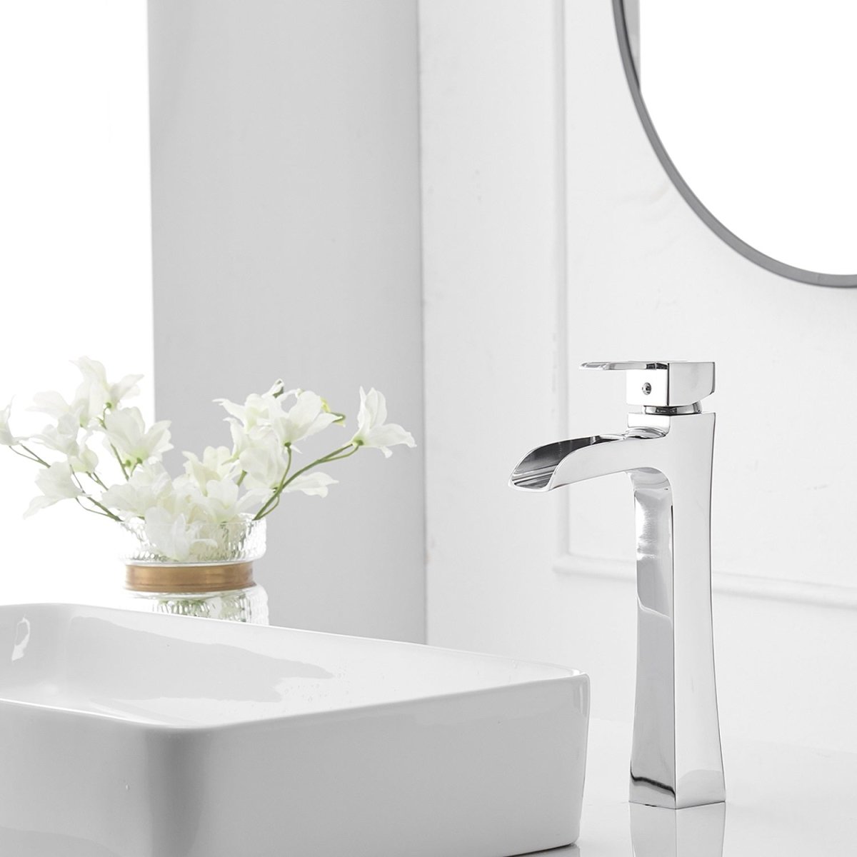 Waterfall Single Hole 1 Handle Bathroom Faucet with Chrome - buyfaucet.com