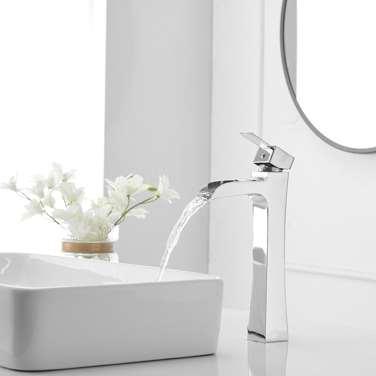 Waterfall Single Hole 1 Handle Bathroom Faucet with Chrome - buyfaucet.com