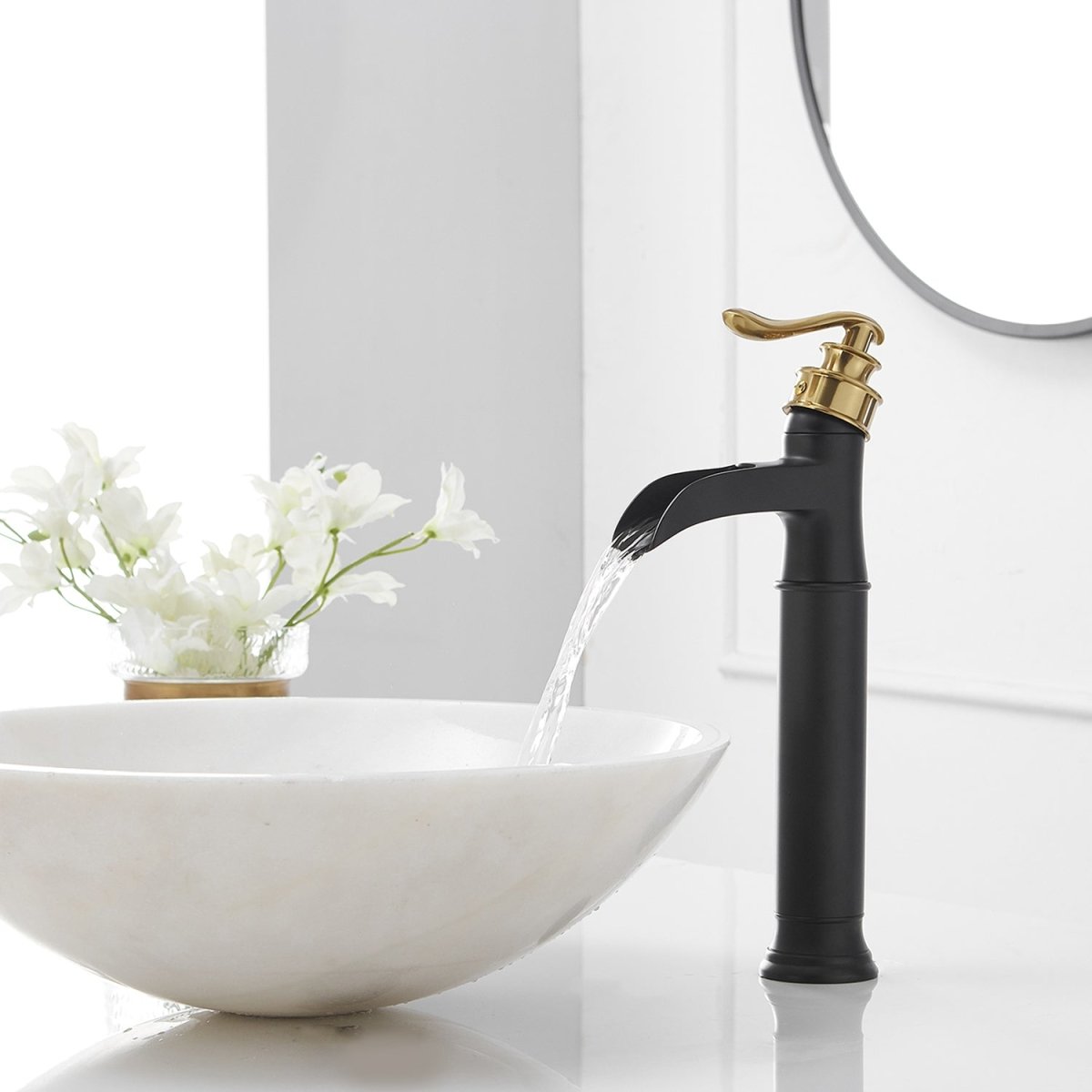 Waterfall Single Hole 1-Handle Bathroom Sink Faucet Black - buyfaucet.com