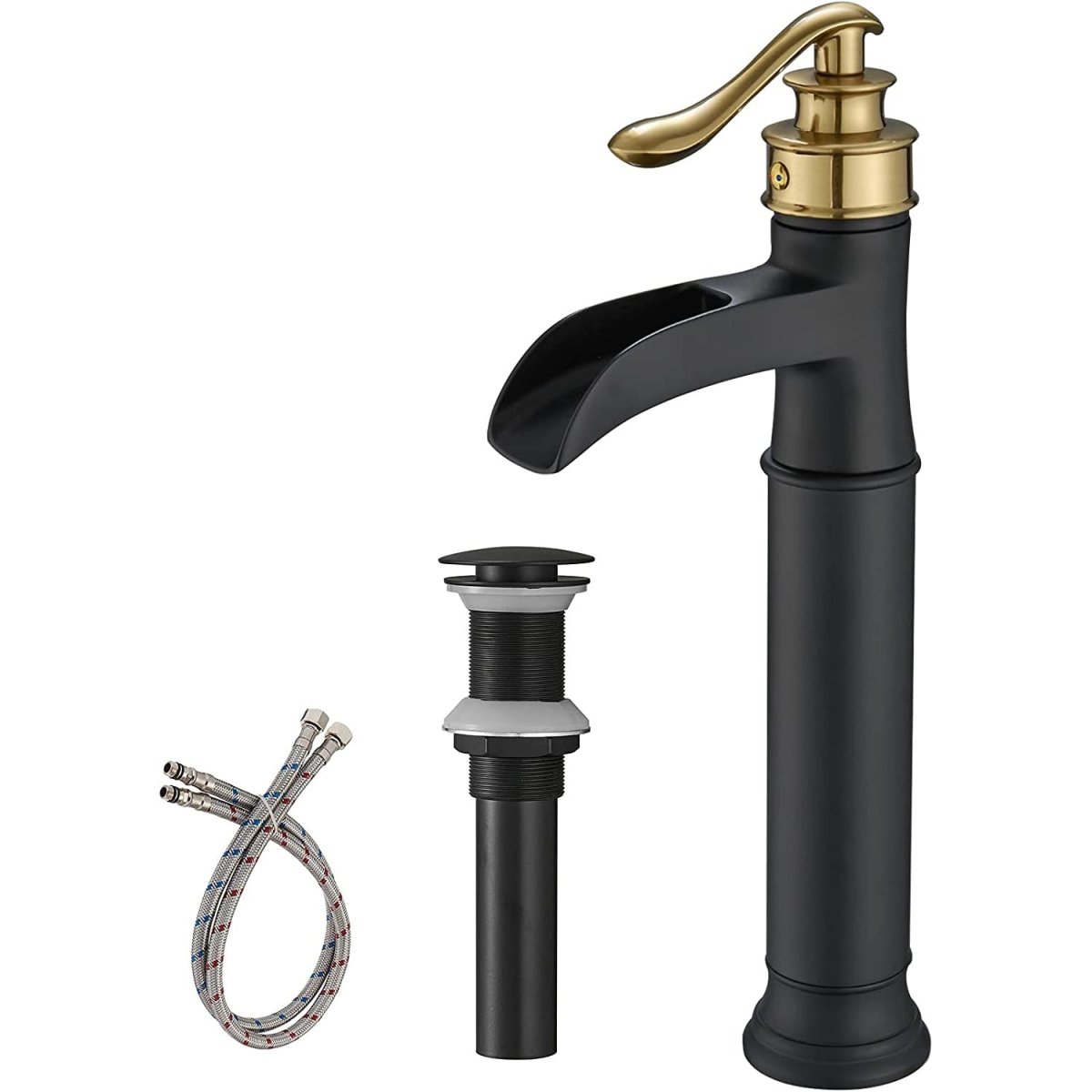 Waterfall Single Hole 1-Handle Bathroom Sink Faucet Black - buyfaucet.com