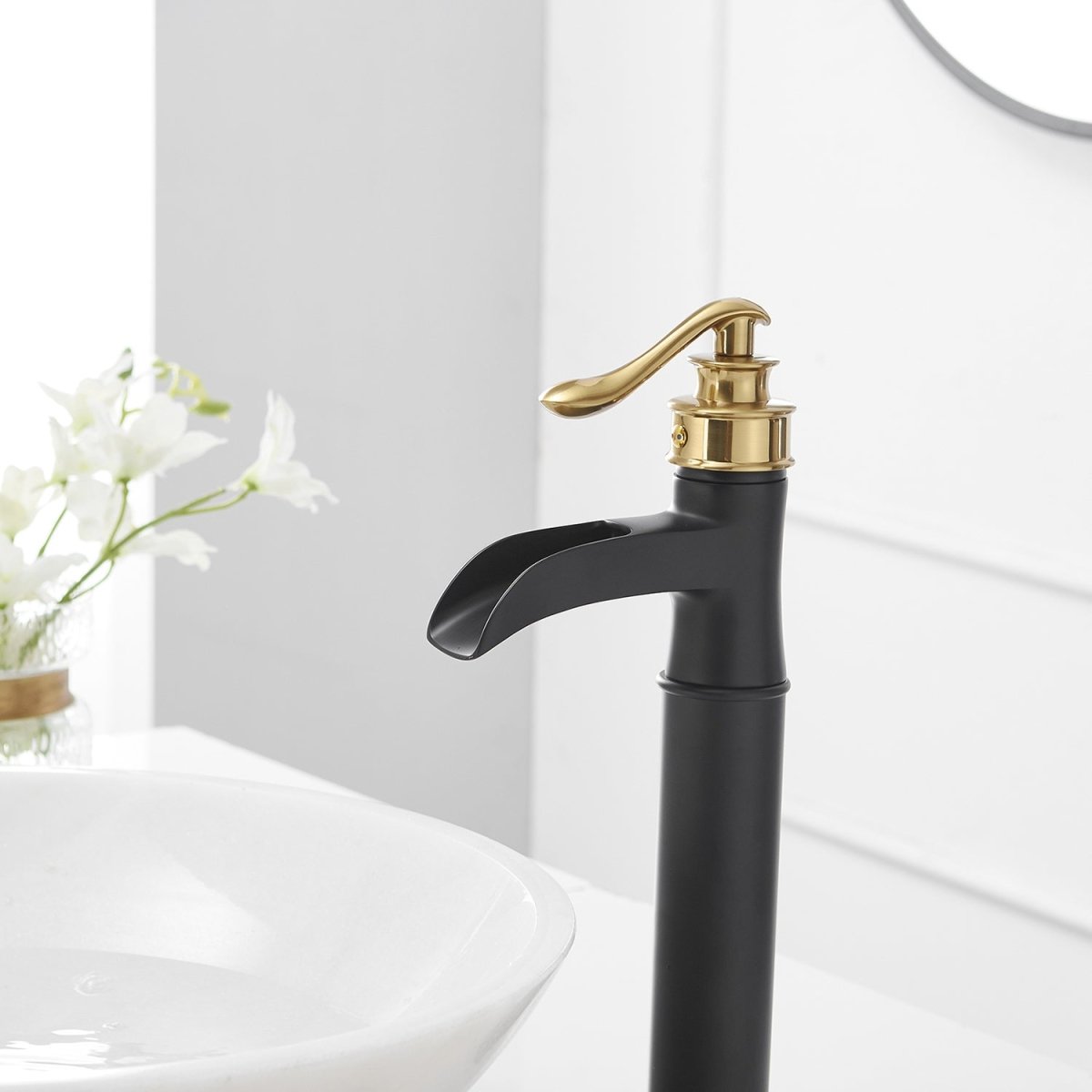 Waterfall Single Hole 1-Handle Bathroom Sink Faucet Black - buyfaucet.com