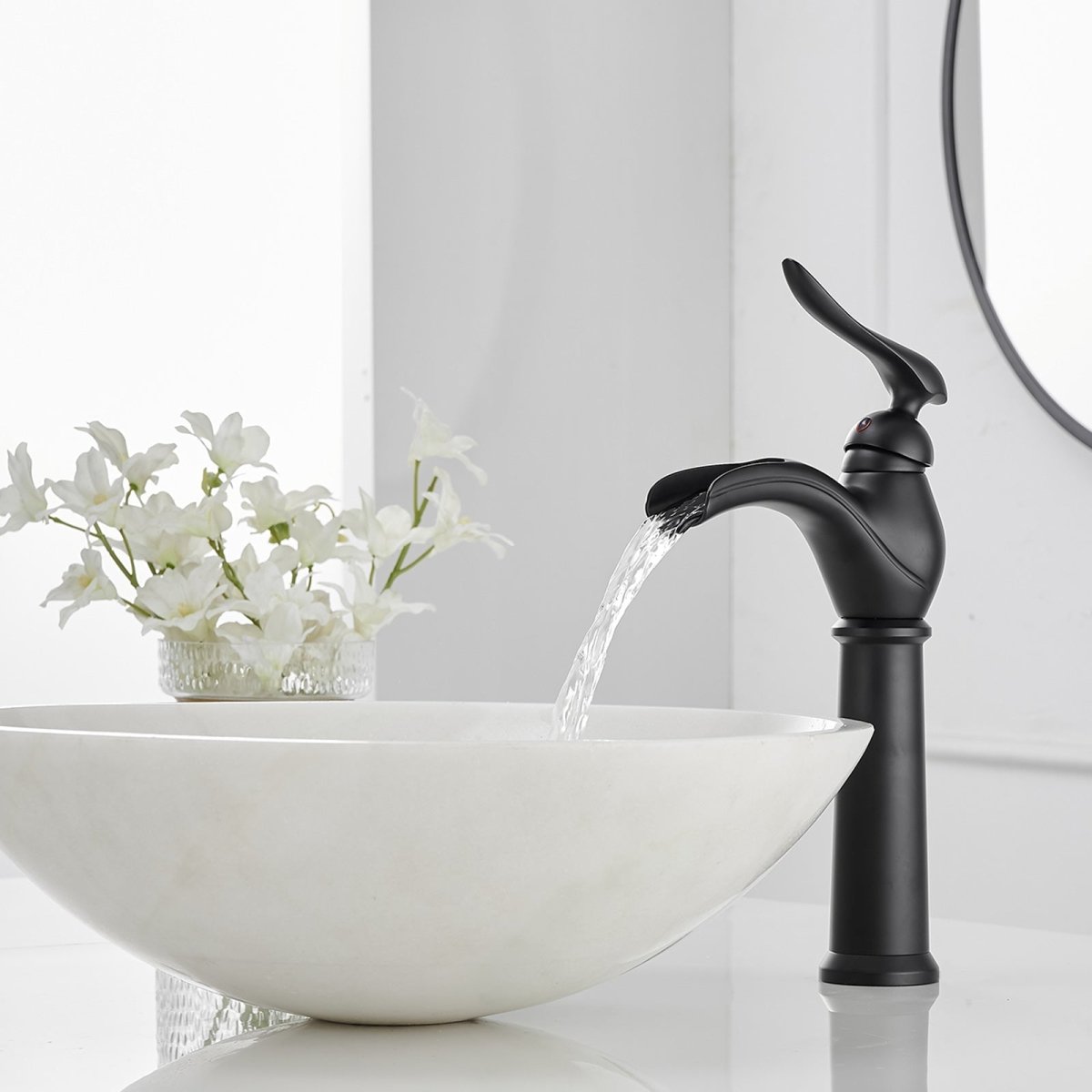 Waterfall Single Hole 1-Handle Bathroom Sink Faucet Black - buyfaucet.com