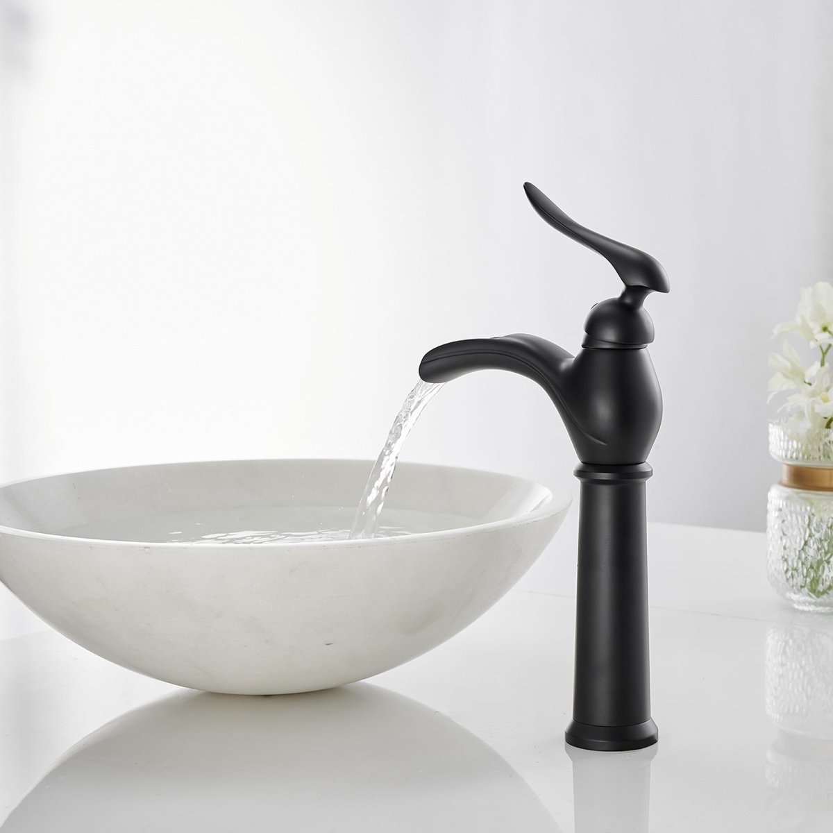 Waterfall Single Hole 1-Handle Bathroom Sink Faucet Black - buyfaucet.com