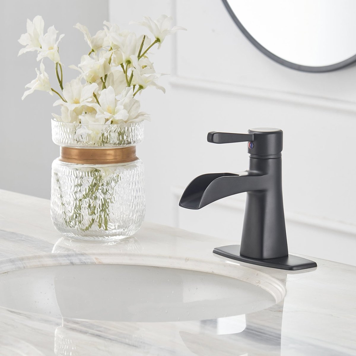 Waterfall Single Hole 1-Handle Bathroom Sink Faucet Black - buyfaucet.com