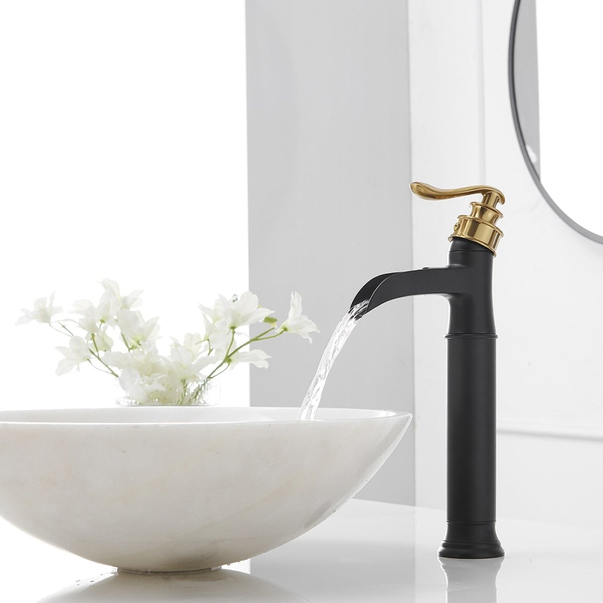 Waterfall Single Hole 1-Handle Bathroom Sink Faucet Black - buyfaucet.com