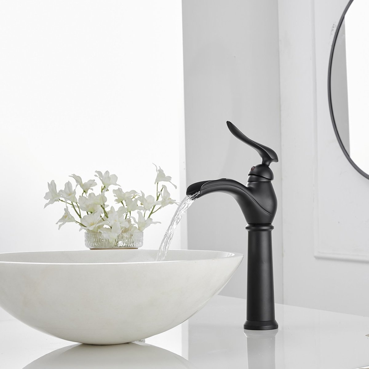 Waterfall Single Hole 1-Handle Bathroom Sink Faucet Black - buyfaucet.com