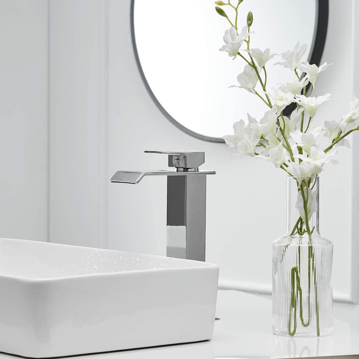 Waterfall Single Hole 1-Handle Bathroom Sink Faucet Chrome-1 - buyfaucet.com