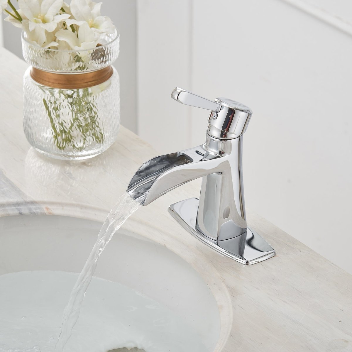 Waterfall Single Hole 1-Handle Bathroom Sink Faucet Chrome - buyfaucet.com
