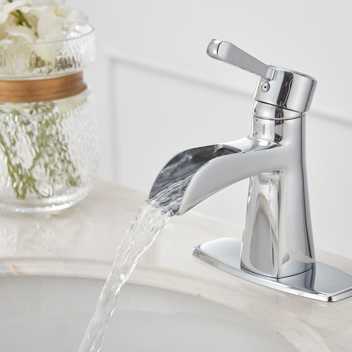 Waterfall Single Hole 1-Handle Bathroom Sink Faucet Chrome - buyfaucet.com