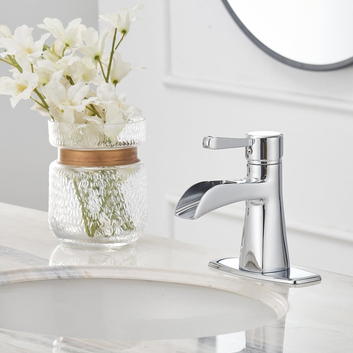 Waterfall Single Hole 1-Handle Bathroom Sink Faucet Chrome - buyfaucet.com