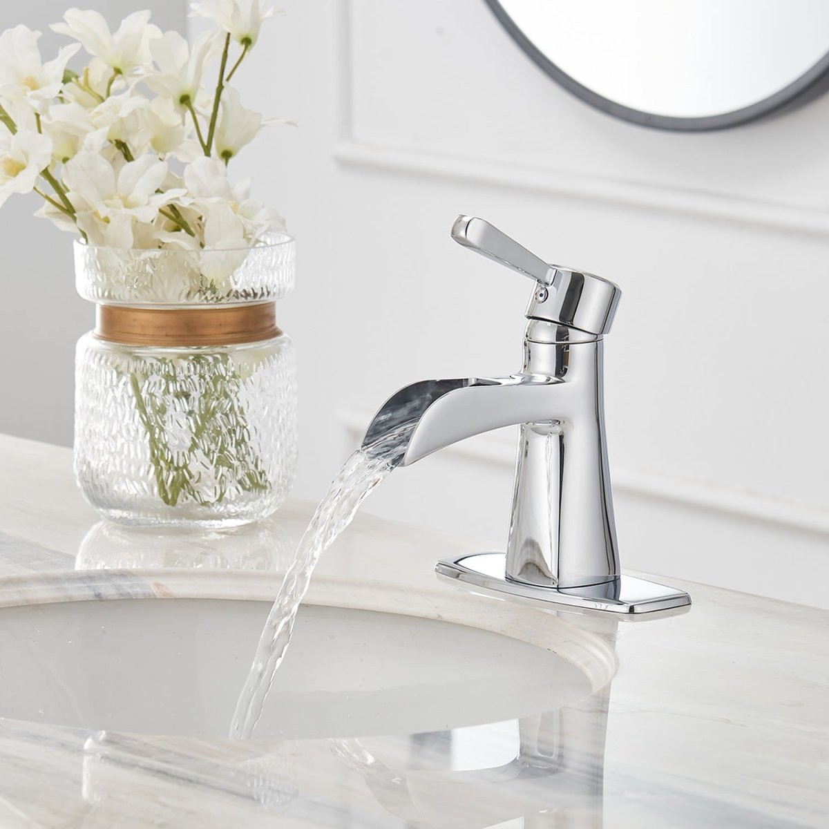 Waterfall Single Hole 1-Handle Bathroom Sink Faucet Chrome - buyfaucet.com