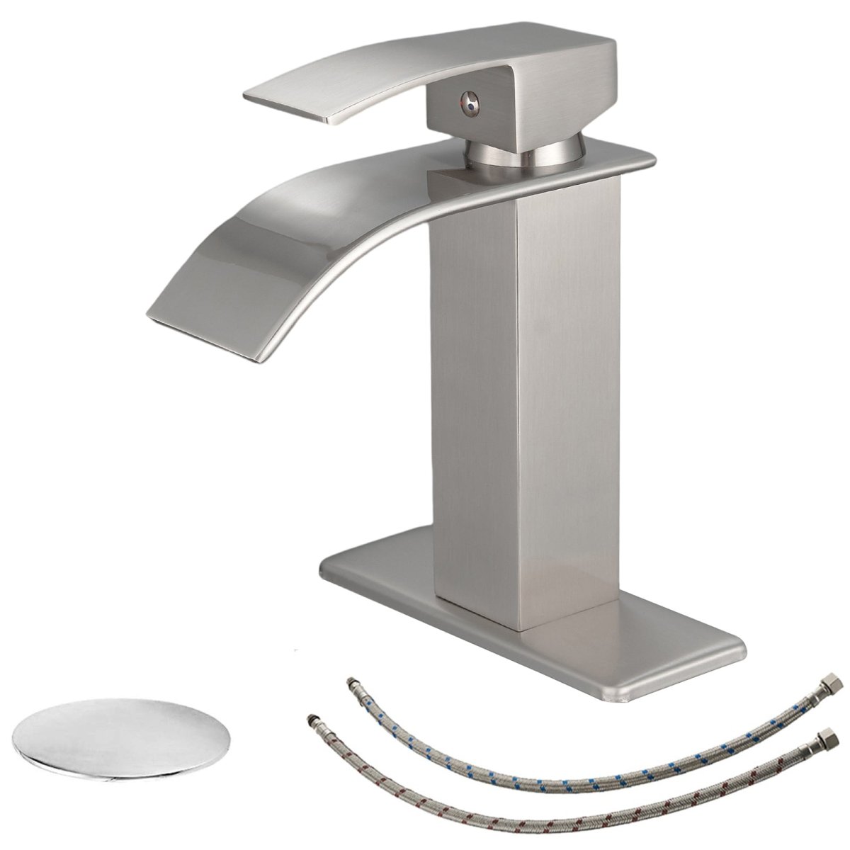 Waterfall Single Hole Bathroom Faucet Brushed Nickel-1 - buyfaucet.com