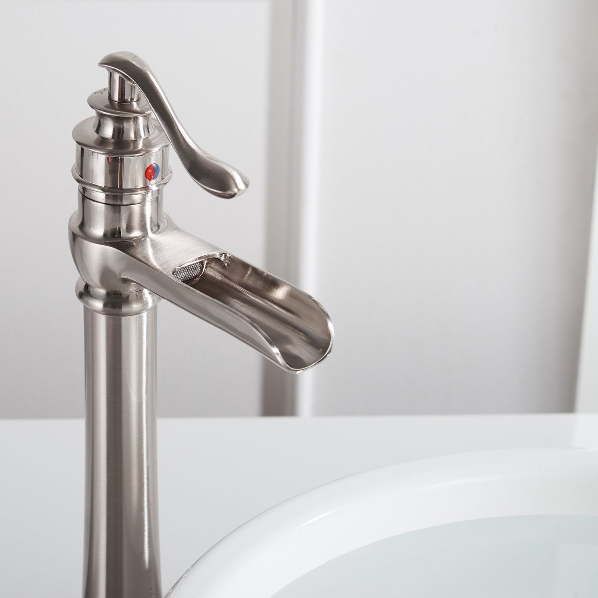 Waterfall Single Hole Bathroom Faucet Brushed Nickel-1 - buyfaucet.com