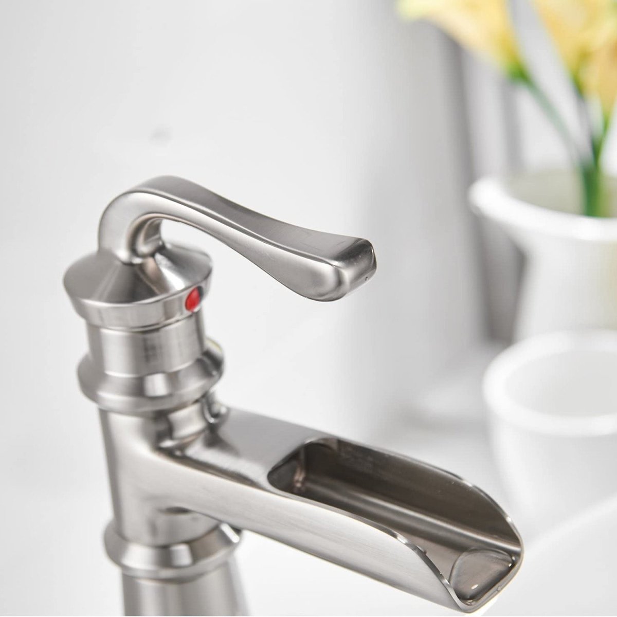 Waterfall Single Hole Bathroom Faucet Brushed Nickel - buyfaucet.com