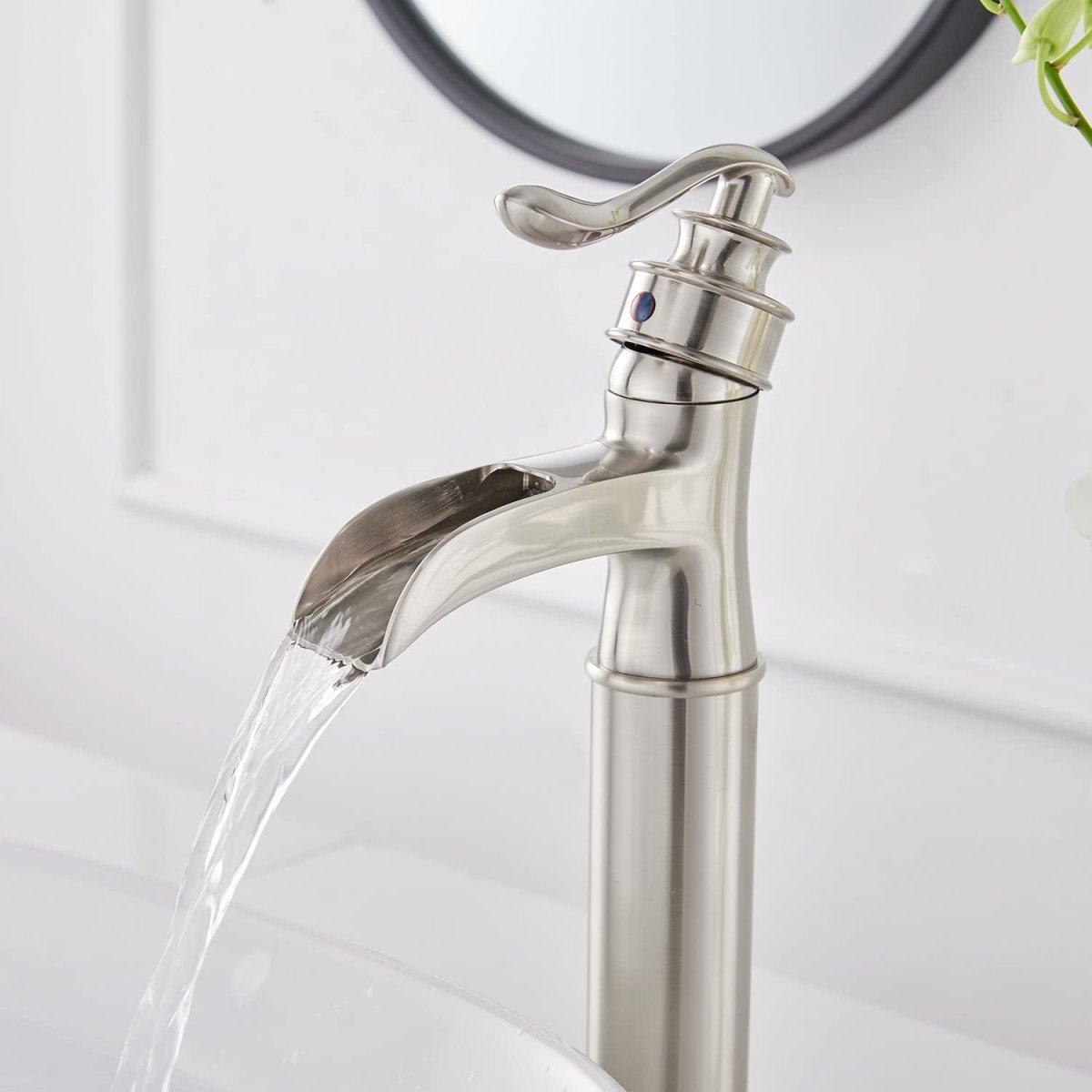 Waterfall Single Hole Bathroom Faucet Brushed Nickel - buyfaucet.com