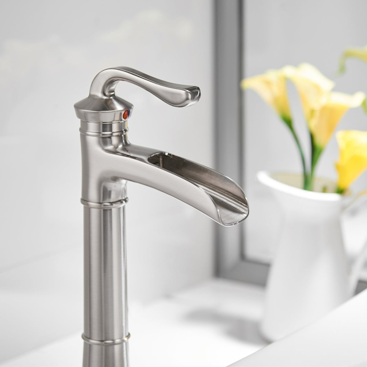 Waterfall Single Hole Bathroom Faucet Brushed Nickel - buyfaucet.com