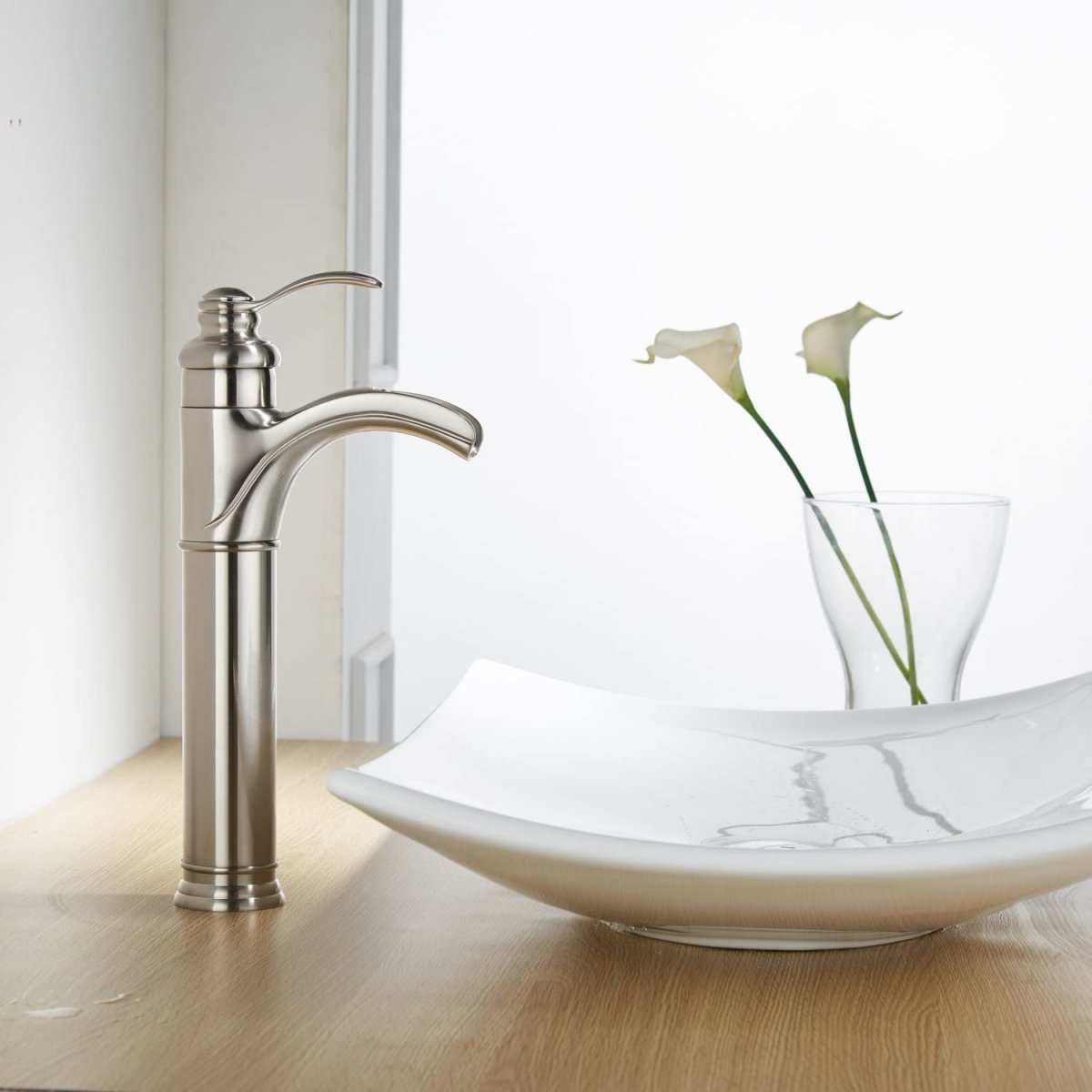 Waterfall Single Hole Bathroom Faucet Brushed Nickel - buyfaucet.com