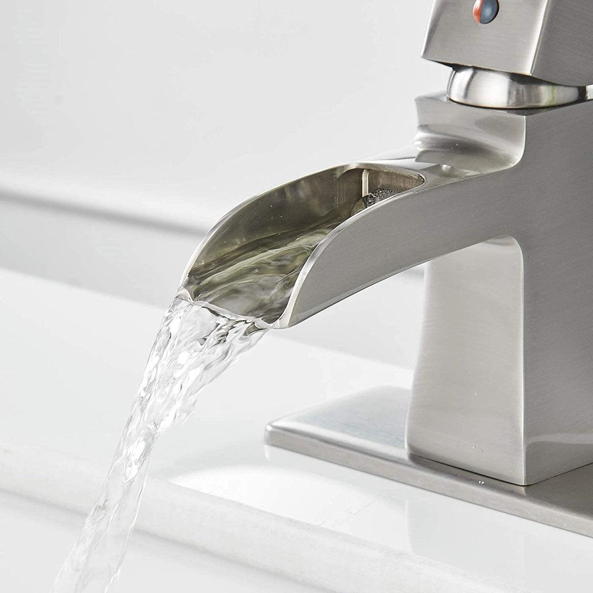 Waterfall Single Hole Bathroom Faucet Brushed Nickel - buyfaucet.com