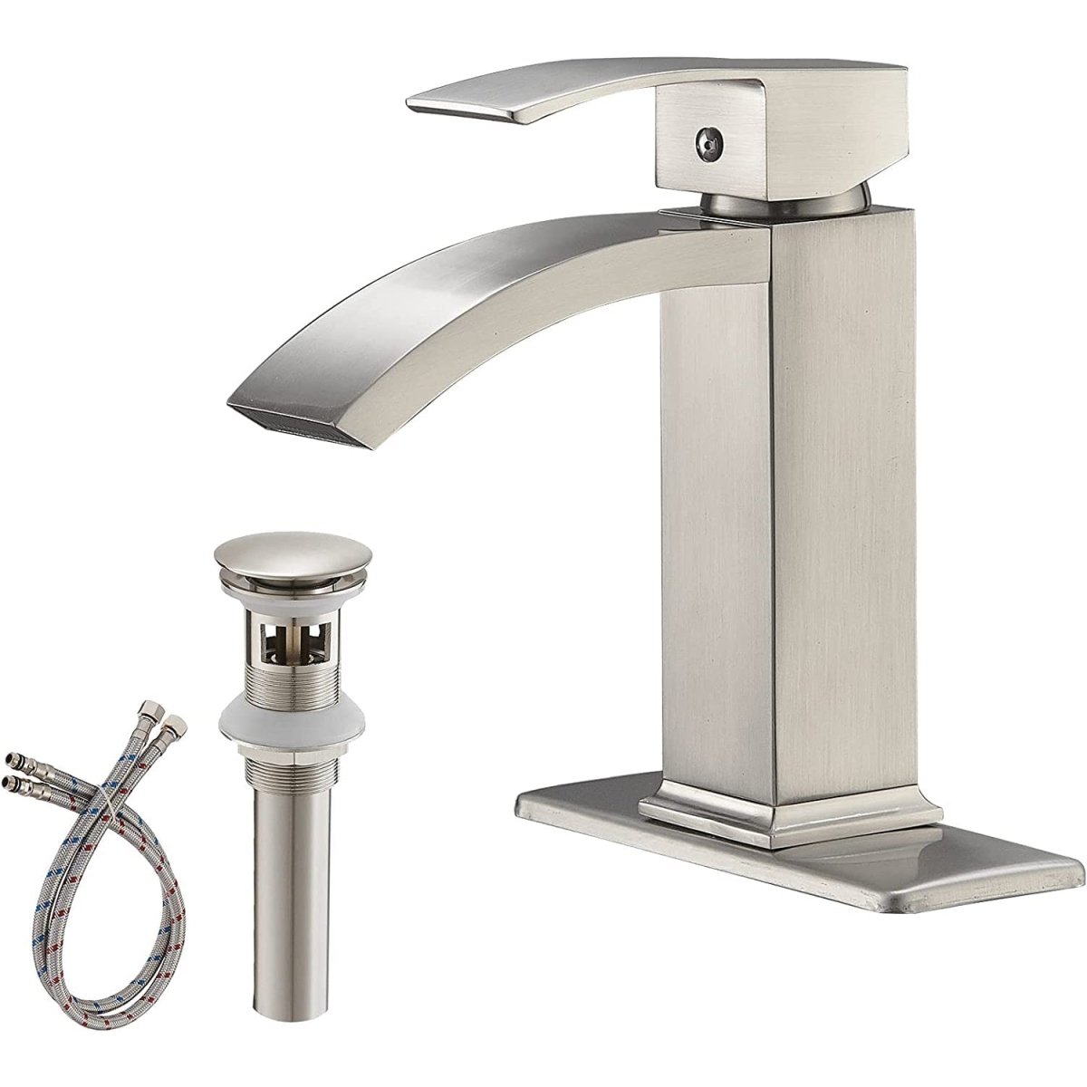 Waterfall Single Hole Bathroom Faucet Brushed Nickel - buyfaucet.com